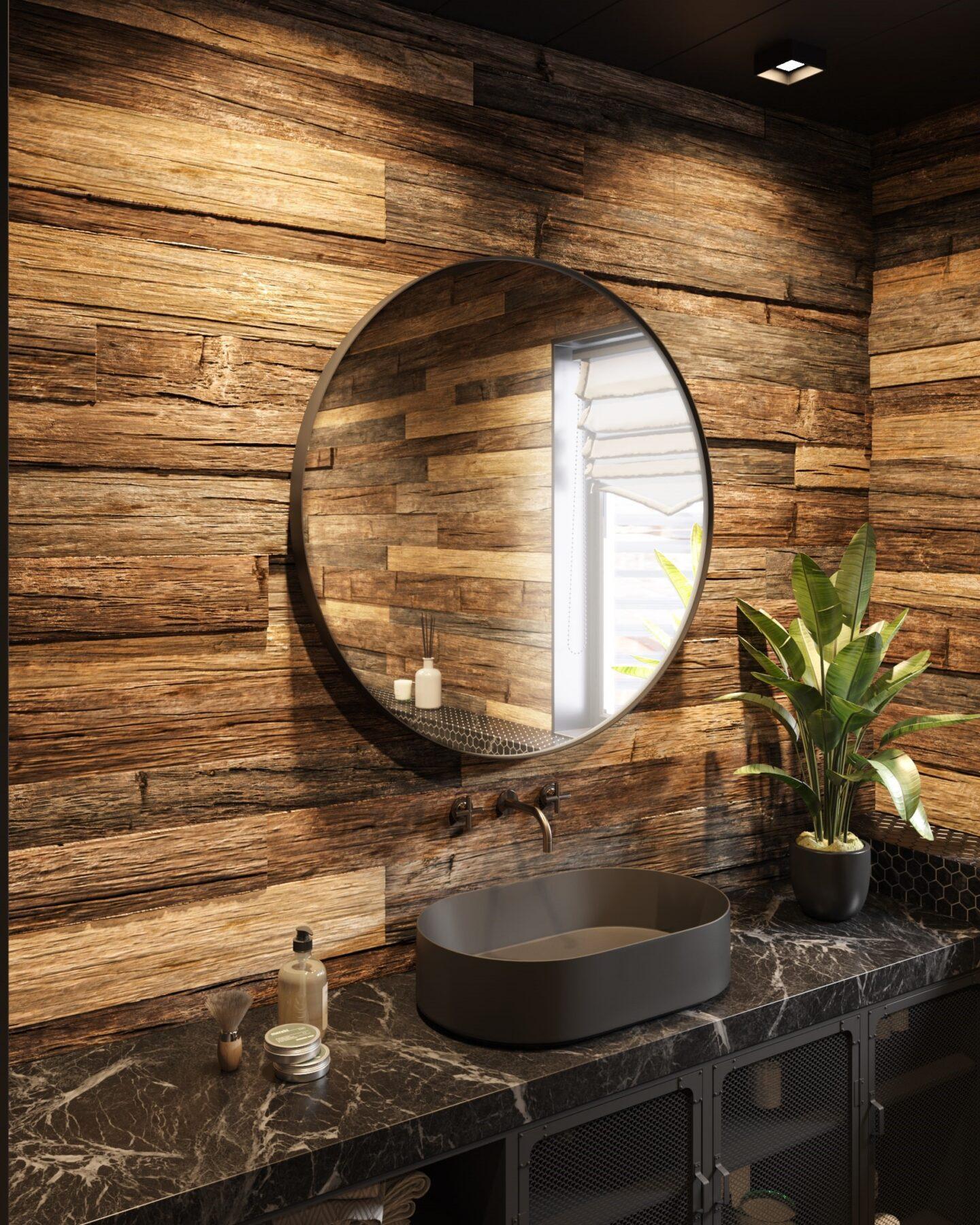 panele drewniane w łazience